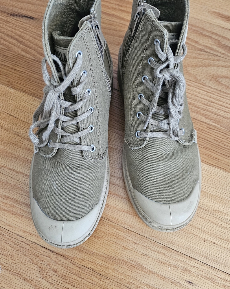 Palladium Olive Colored Canvas Ankle Boots. Size US 7 - Picture 2 of 7